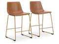 Ciabori Brown/Gold Upholstered Barstool (Set of 2)