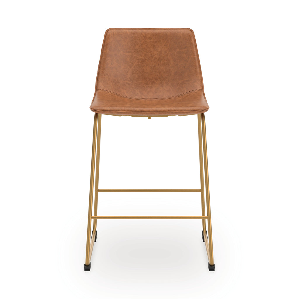 Ciabori Brown/Gold Upholstered Barstool (Set of 2)
