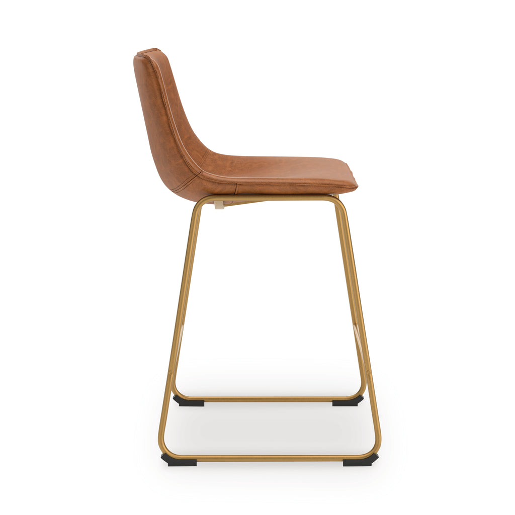 Ciabori Brown/Gold Upholstered Barstool (Set of 2)