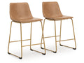 Ciabori Toast/Gold Upholstered Barstool (Set of 2)