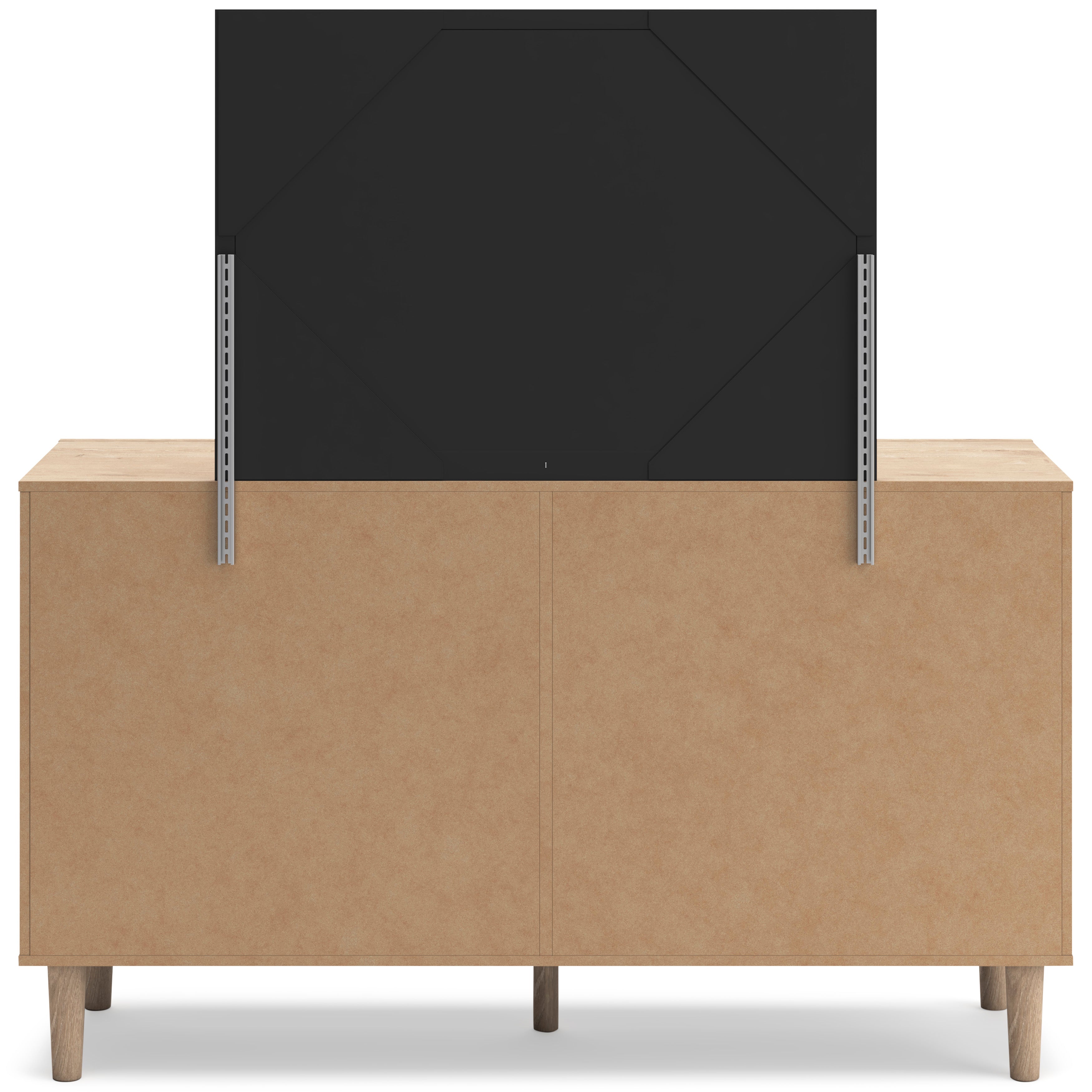 Cielden Two-Tone Queen Panel Bed with Mirrored Dresser and Nightstand