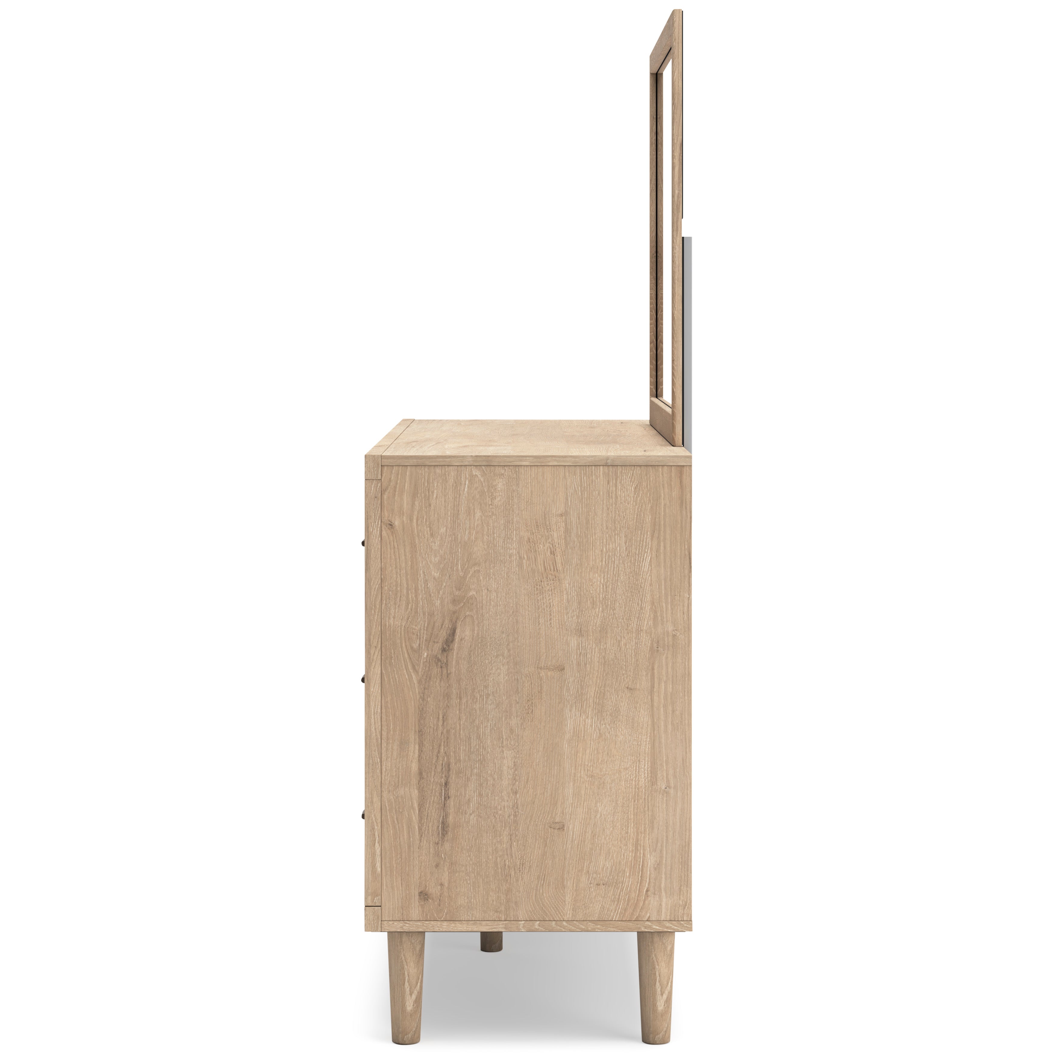 Cielden Two-Tone Queen Panel Bed with Mirrored Dresser and Nightstand