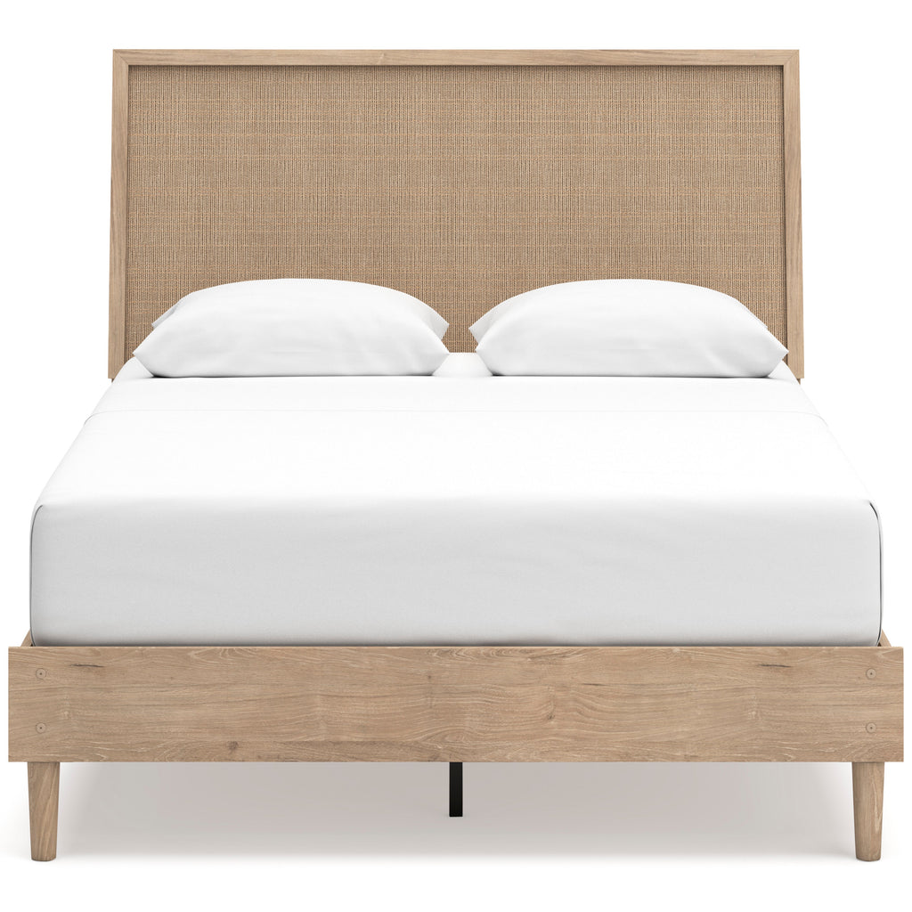 Cielden Two-Tone Queen Panel Bed with Mirrored Dresser and Nightstand