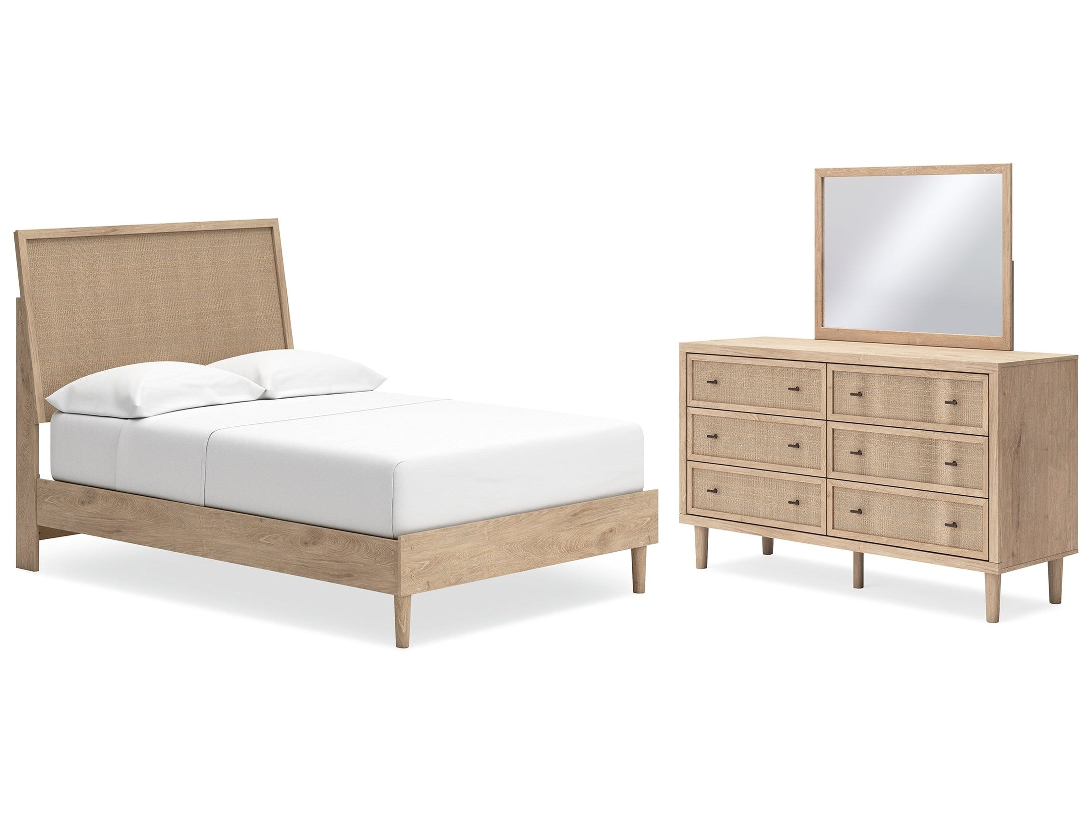 Cielden Two-tone Full Panel Bed & Dresser & Mirror