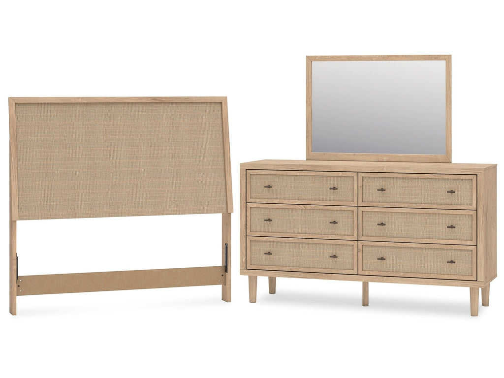 Cielden Two-tone Full Panel Headboard & Dresser & Mirror