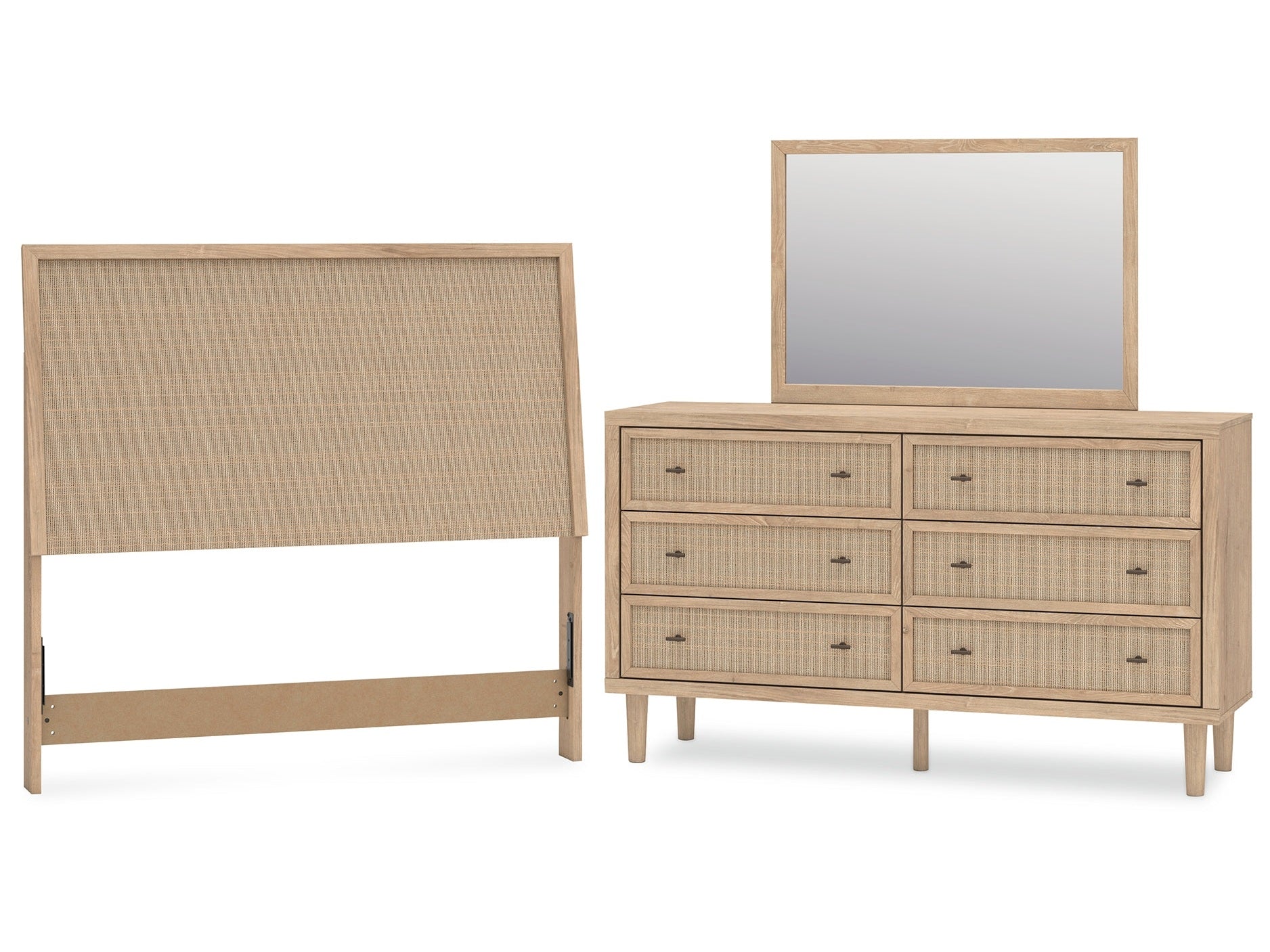 Cielden Two-tone Full Panel Headboard & Dresser & Mirror