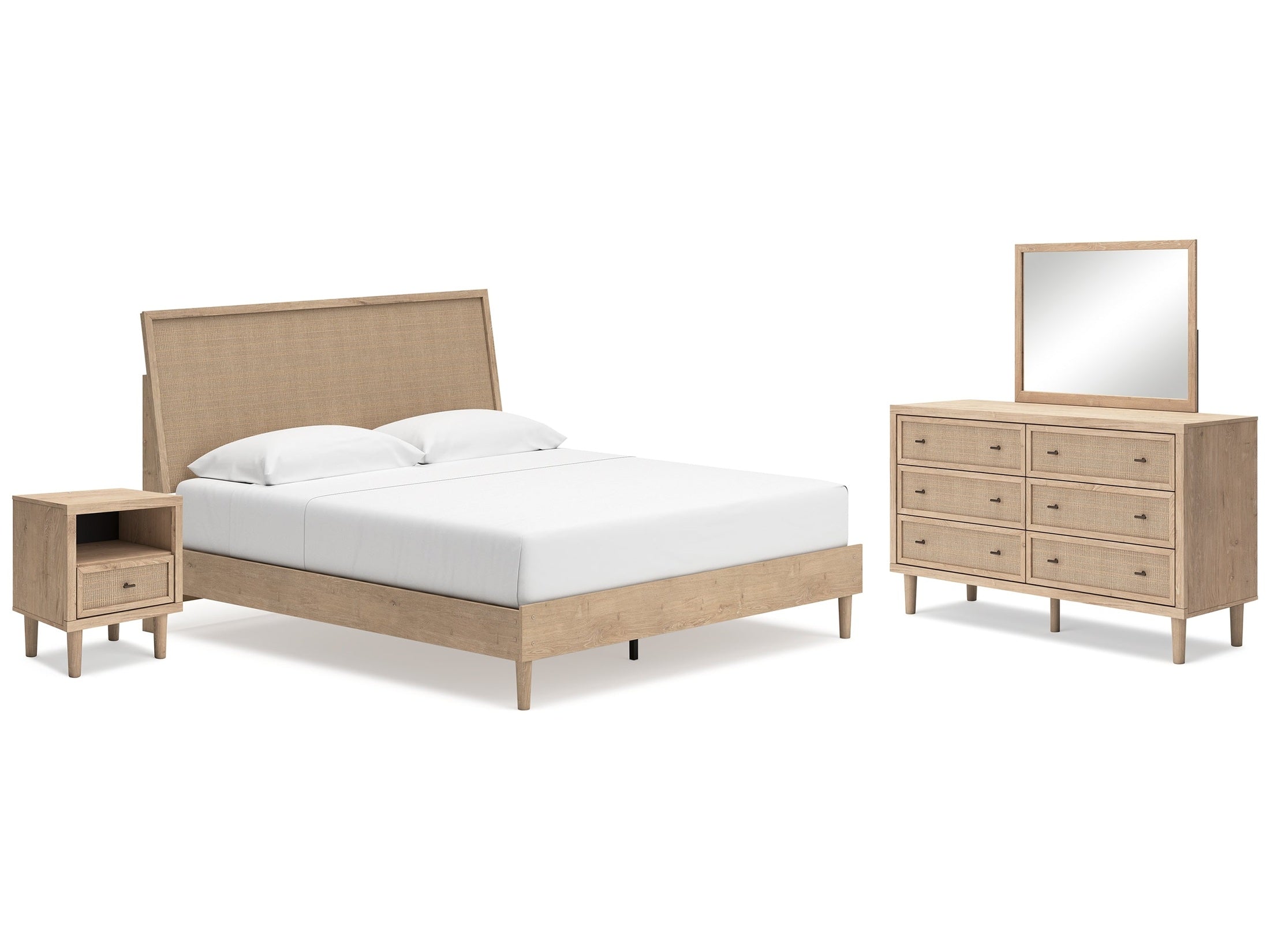 Cielden Two-tone King Panel Bed & Dresser & Mirror & Nightstand