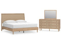 Cielden Two-tone King Panel Bed & Dresser & Mirror