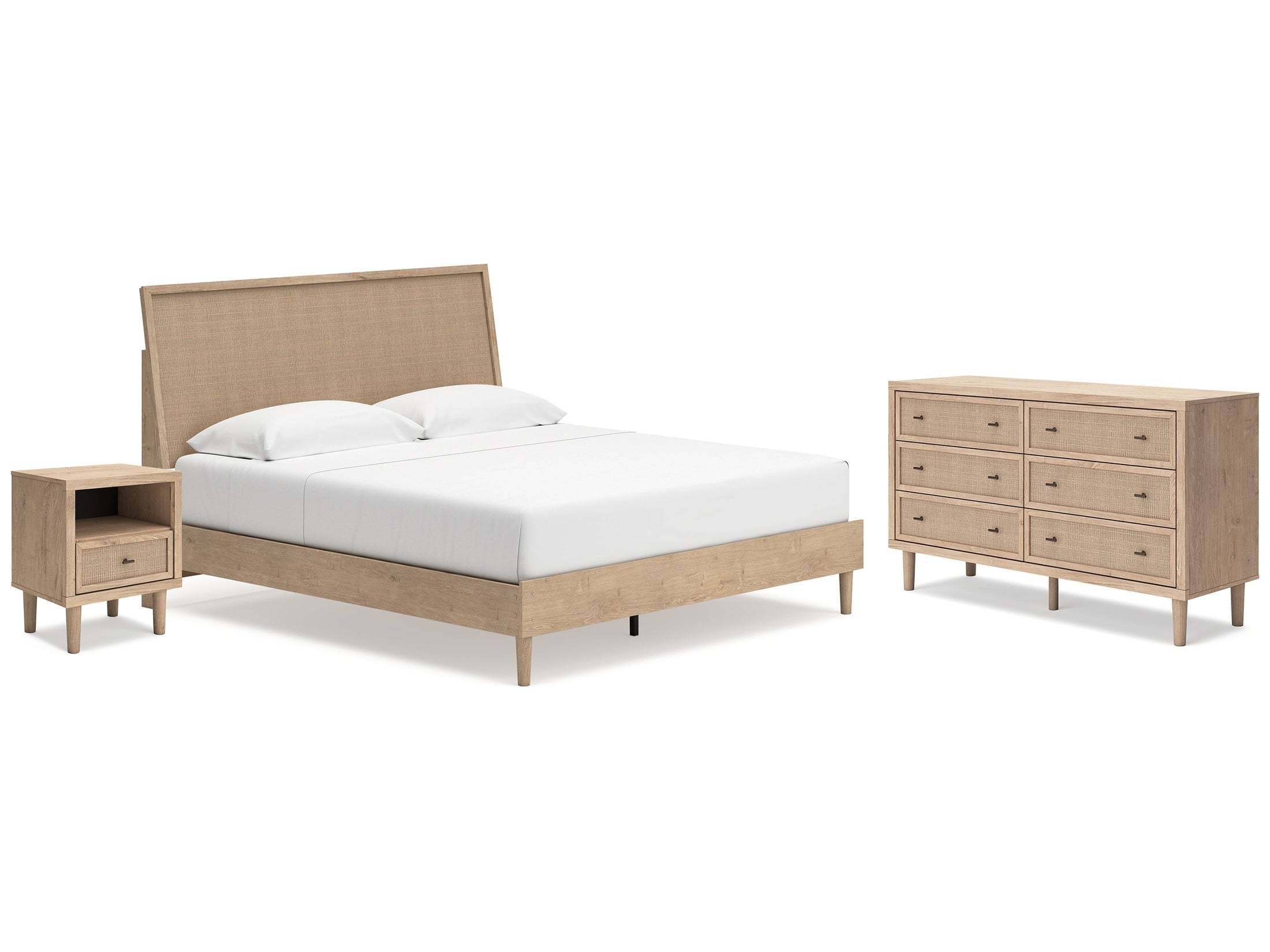 Cielden Two-tone King Panel Bed & Dresser & Nightstand