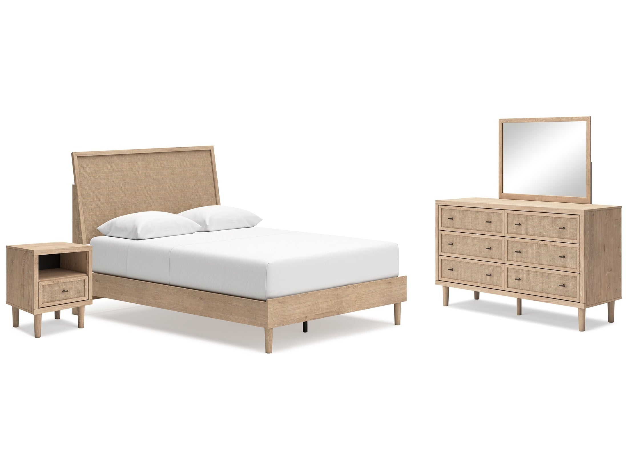 Cielden Two-tone Queen Panel Bed & Dresser & Mirror & Nightstand