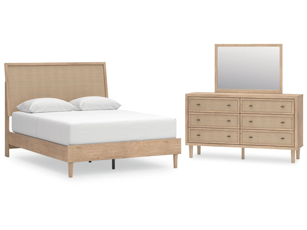 Cielden Two-tone Queen Panel Bed & Dresser & Mirror