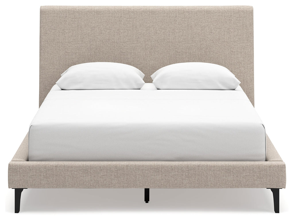 Cielden Two-tone/Soft Gray Queen Upholstered Bed, Dresser and Mirror