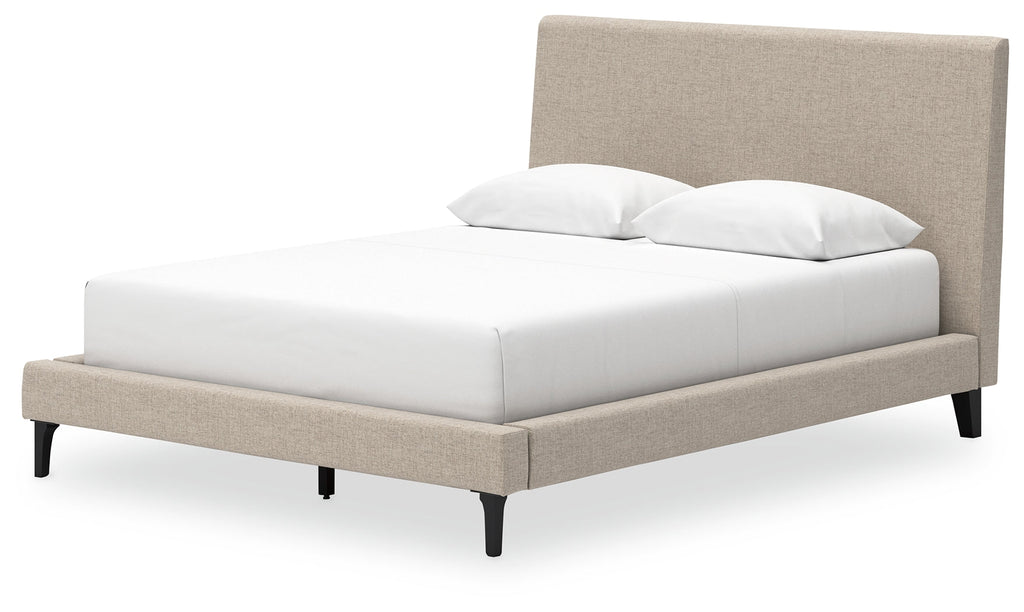 Cielden Two-tone/Soft Gray Queen Upholstered Bed, Dresser and Mirror