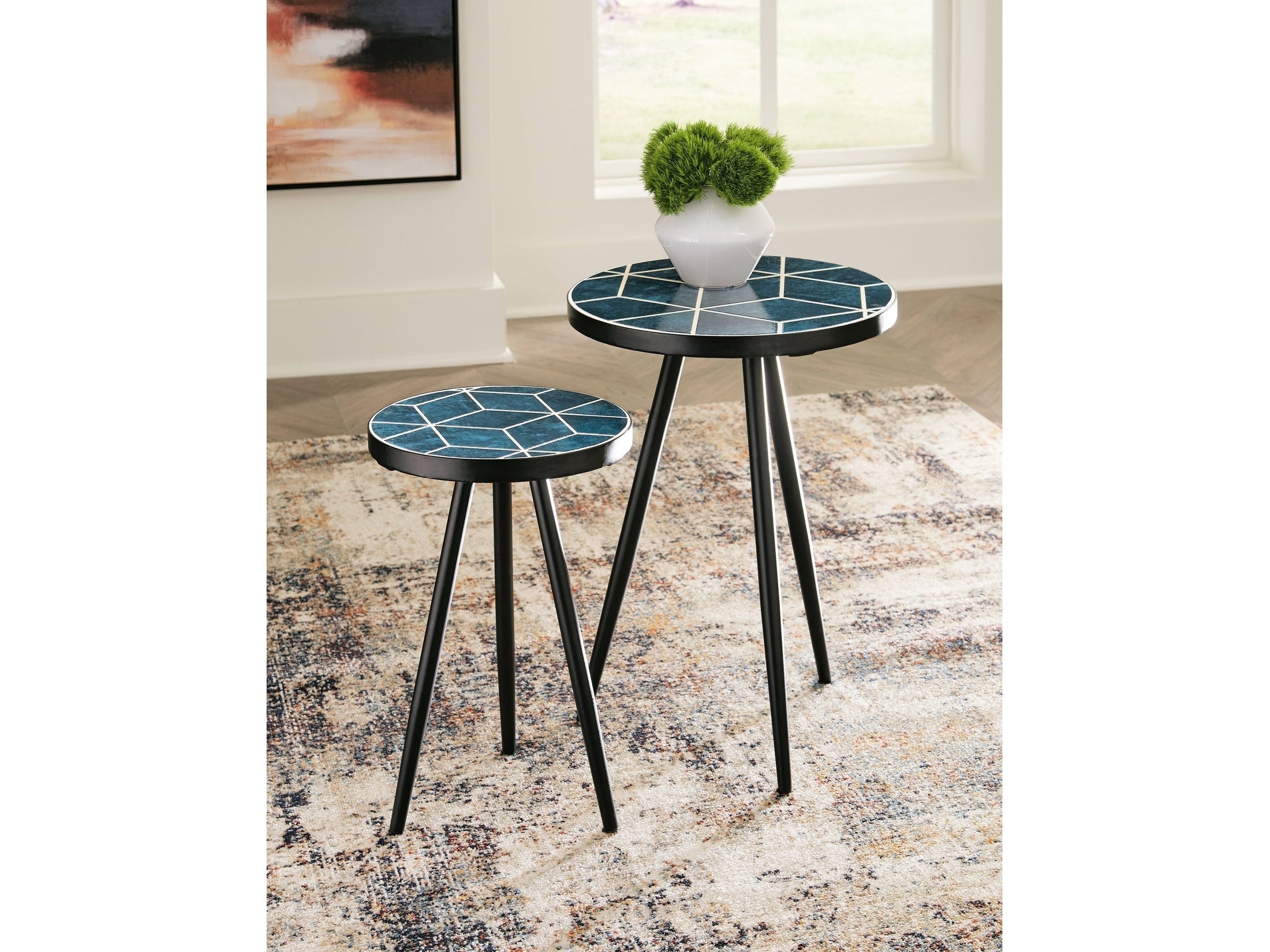 Clairbelle Teal Accent Table (Set of 2)