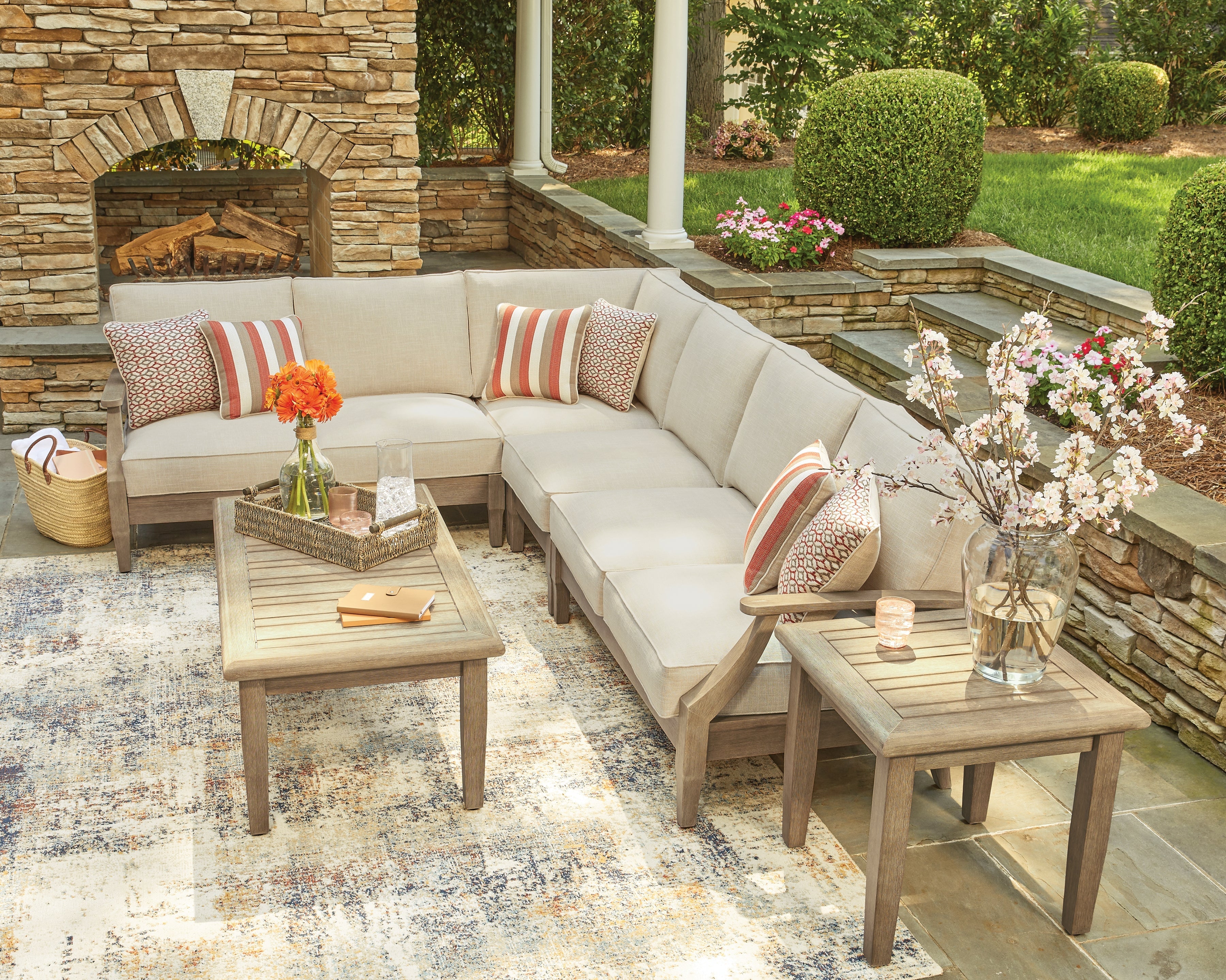 Clare View Beige 4-Piece Outdoor Sectional