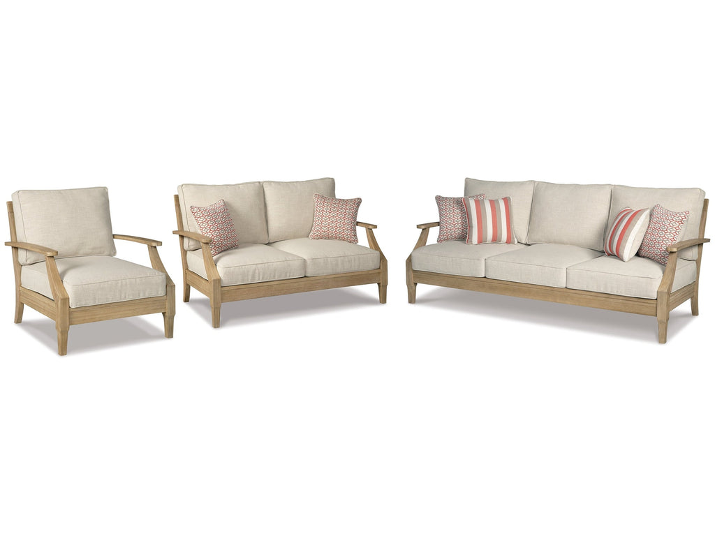Clare View Beige Outdoor Sofa, Loveseat and Lounge Chair