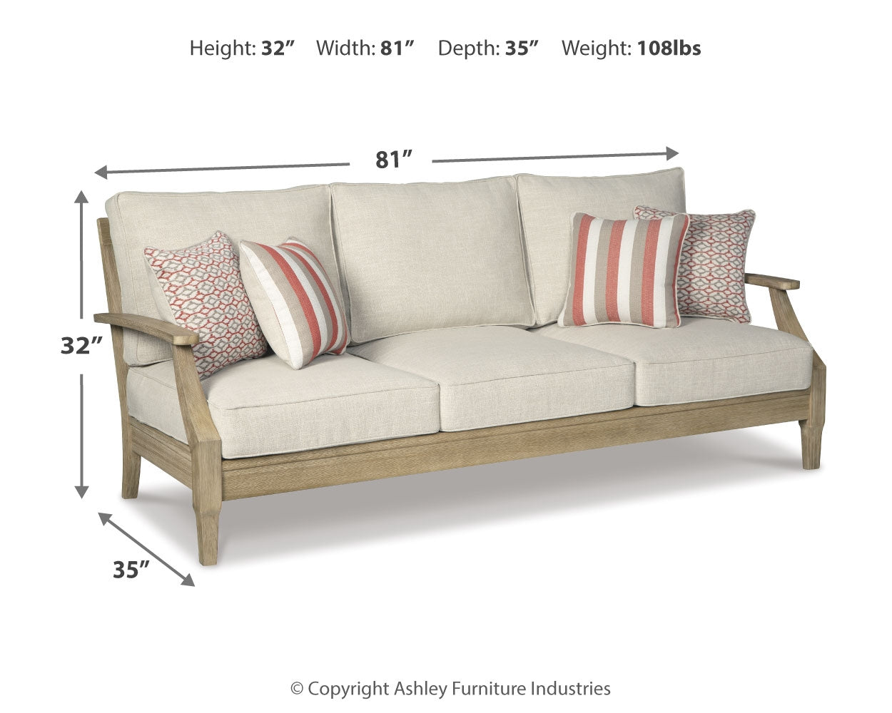 Clare View Beige Outdoor Sofa, Loveseat and Lounge Chair