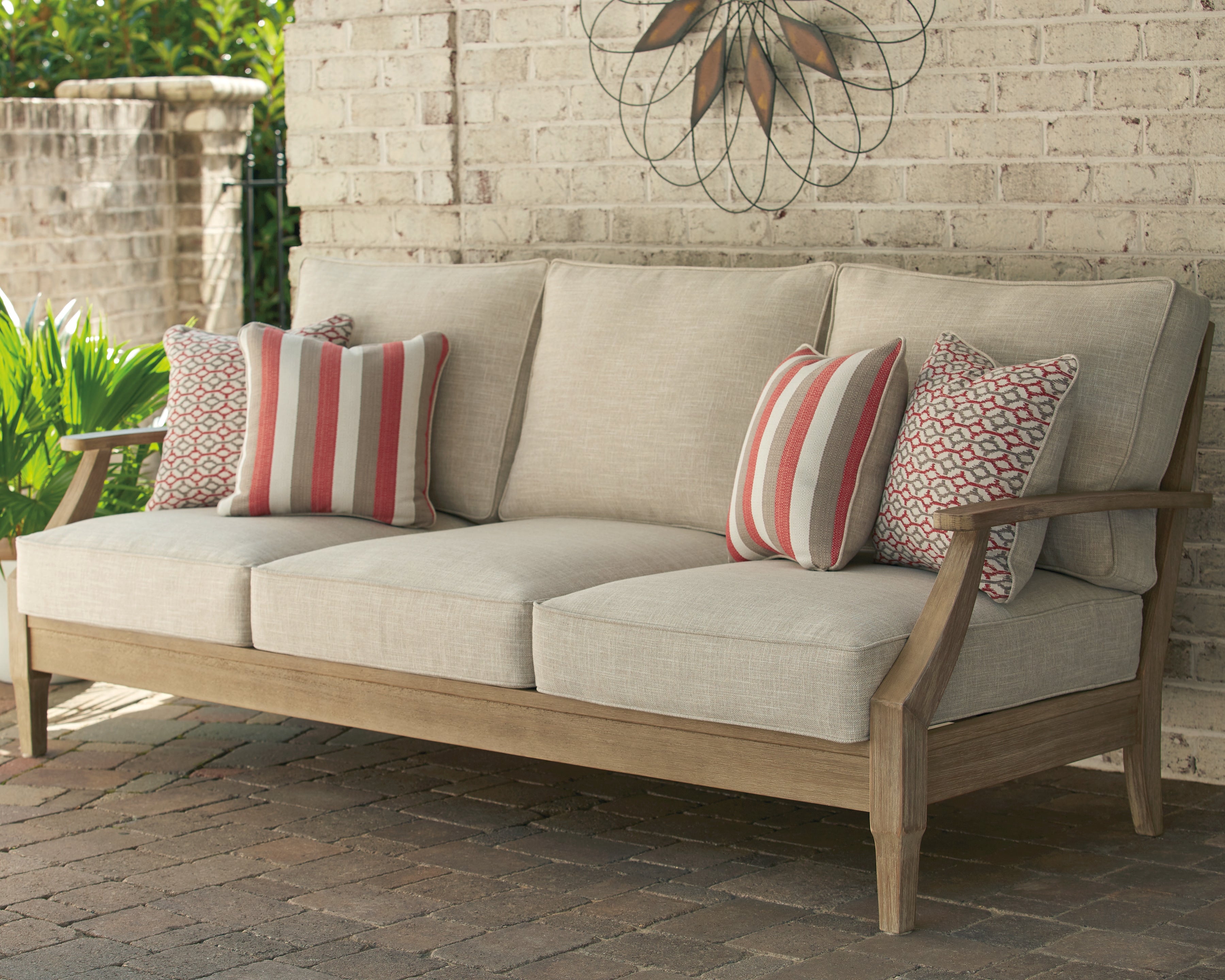 Clare View Beige Outdoor Sofa, Loveseat and Lounge Chair