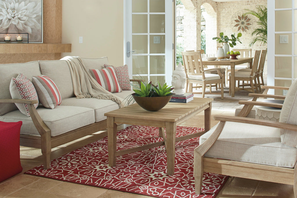Clare View Beige Outdoor Sofa, Loveseat and Lounge Chair