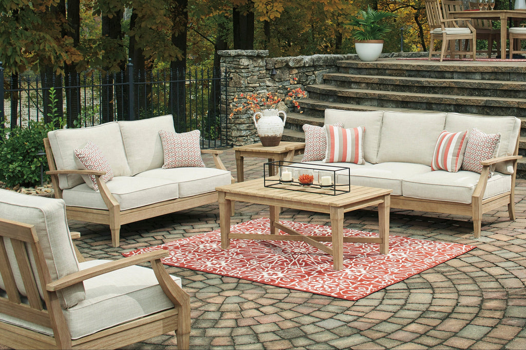 Clare View Beige Outdoor Sofa, Loveseat and Lounge Chair
