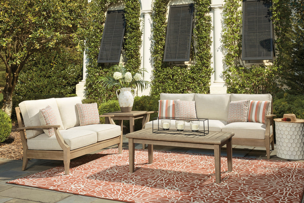 Clare View Beige Outdoor Sofa, Loveseat and Lounge Chair