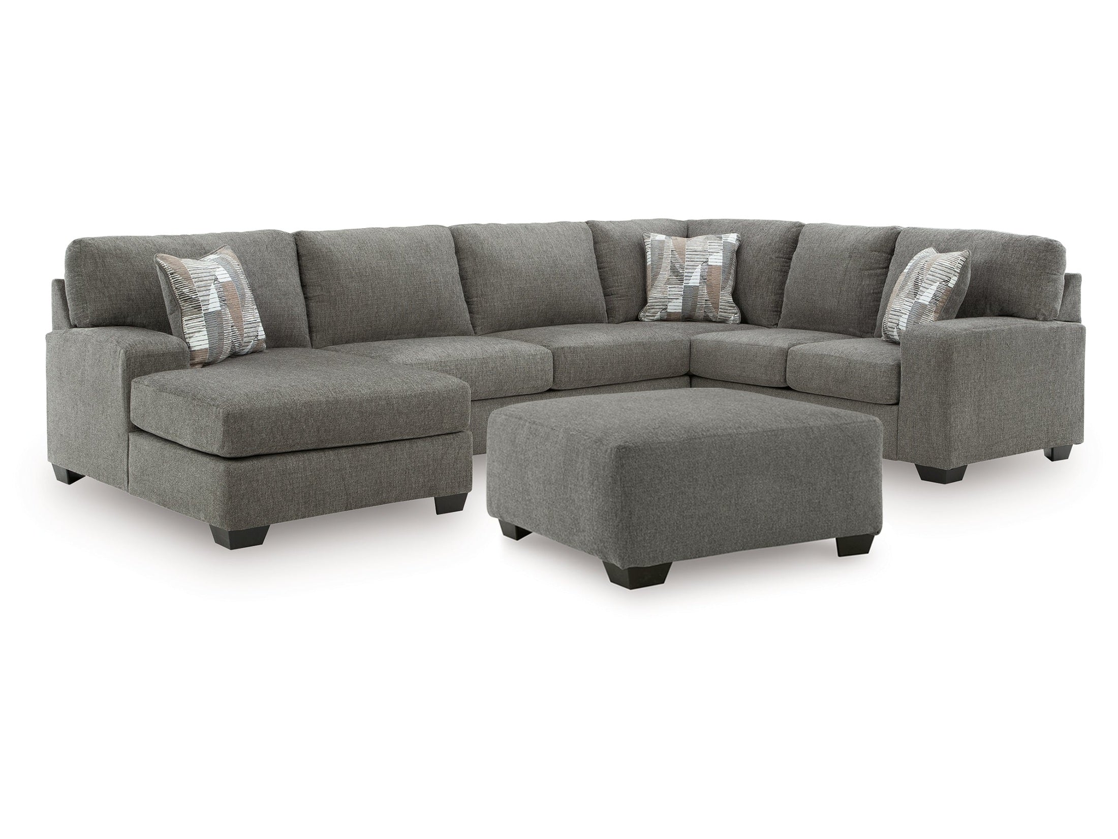 Clarington Greystone 3-Piece Sectional and Oversized Ottoman