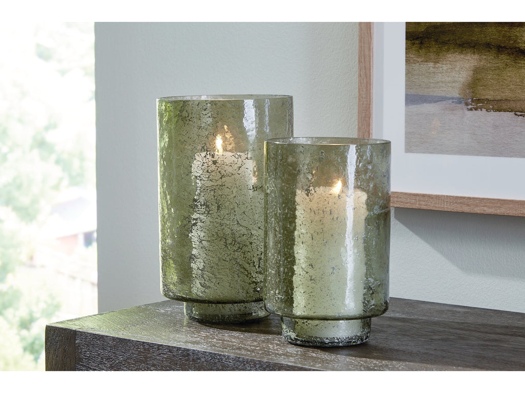 Clarkton Green Candle Holder Set (Set of 2)