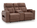 Clean-Slate Caramel Power Reclining Loveseat with Console