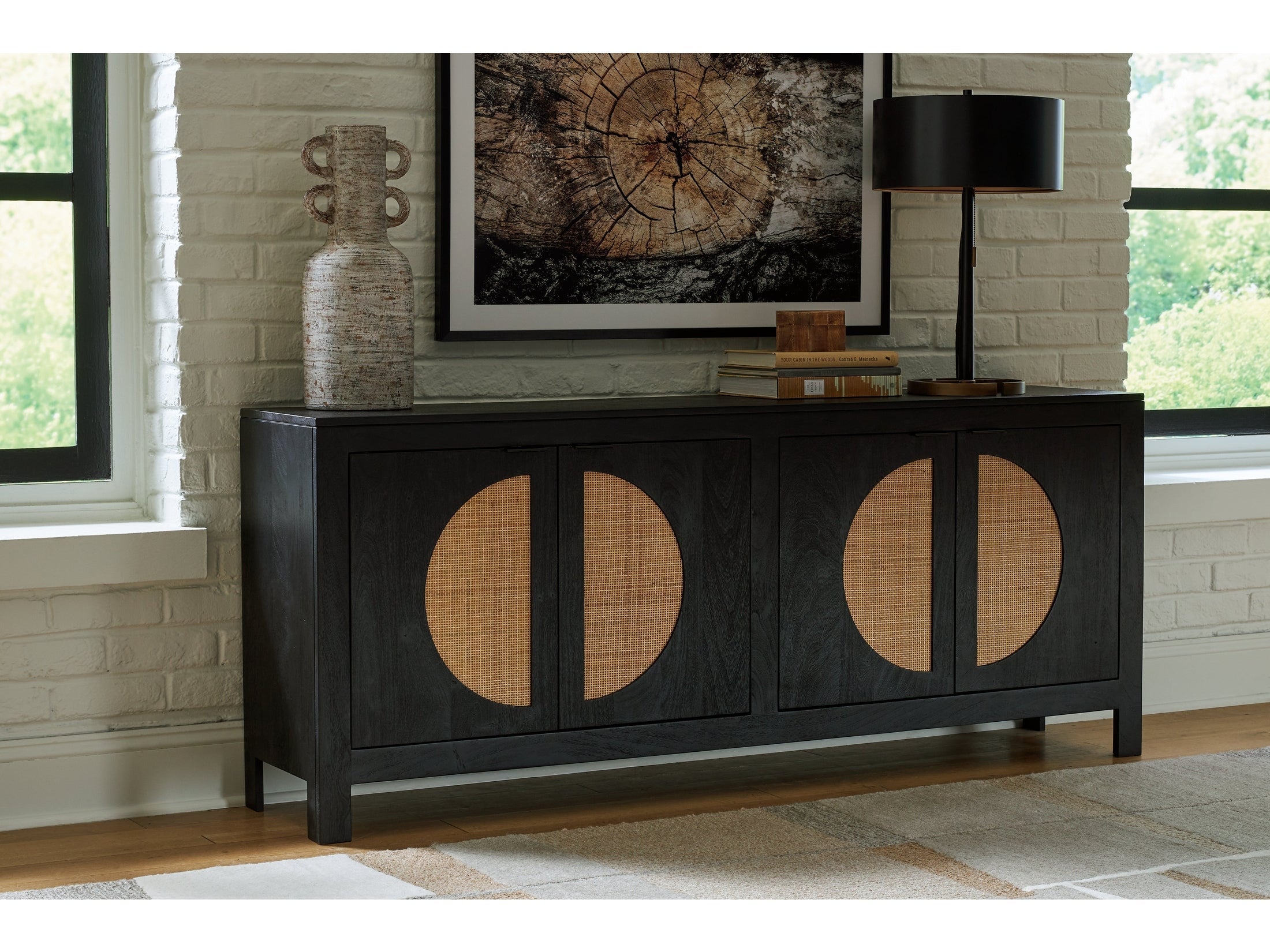 Cliffiings Black/Natural Accent Cabinet