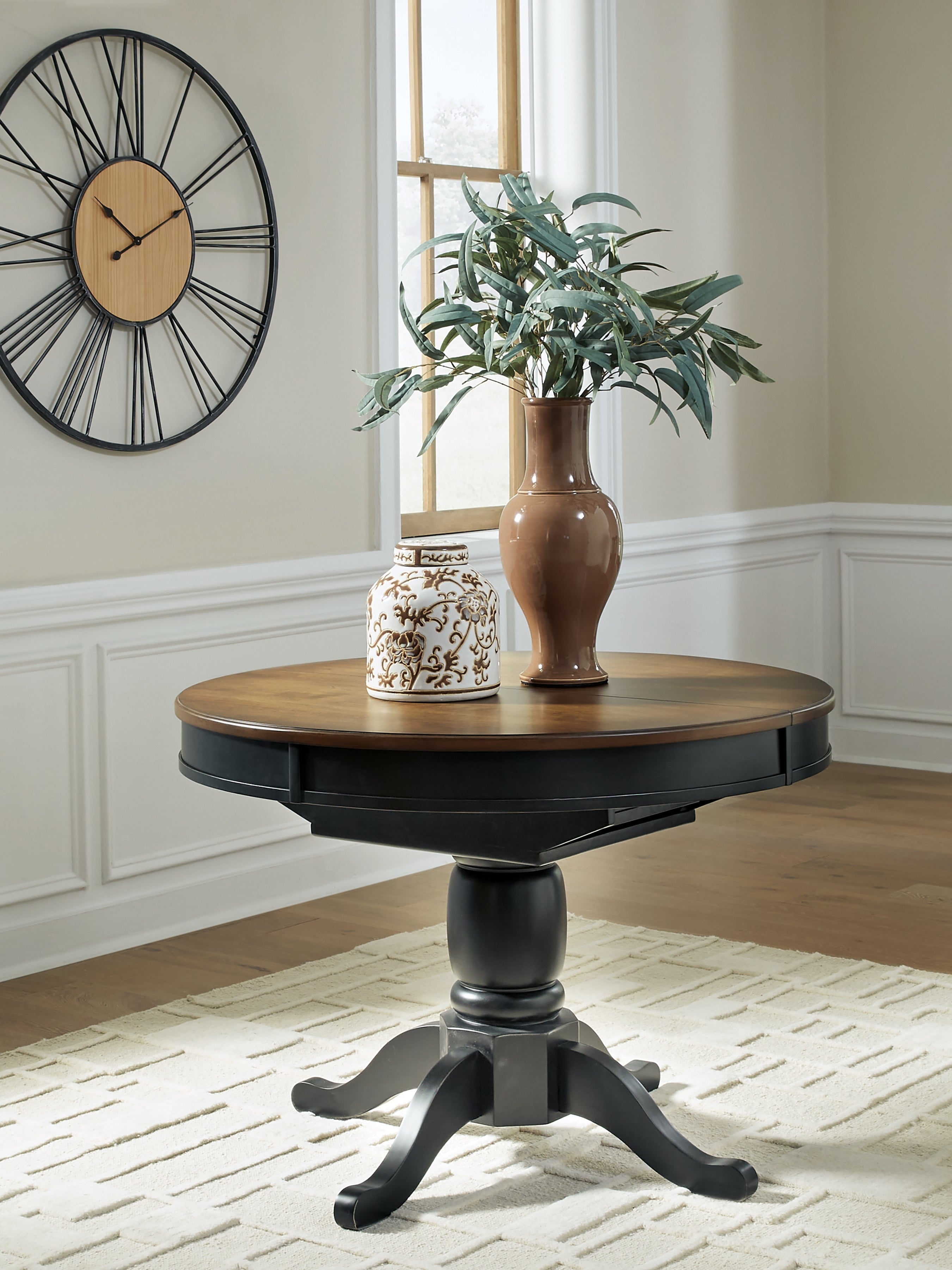 Clorazi Black/Brown Dining Butterfly Extension Table