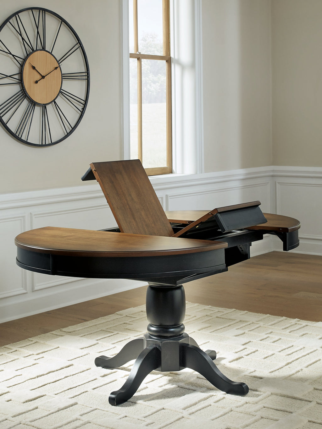 Clorazi Black/Brown Dining Butterfly Extension Table