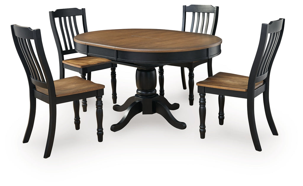 Clorazi Black/Brown Extension Dining Table and 4 Chairs