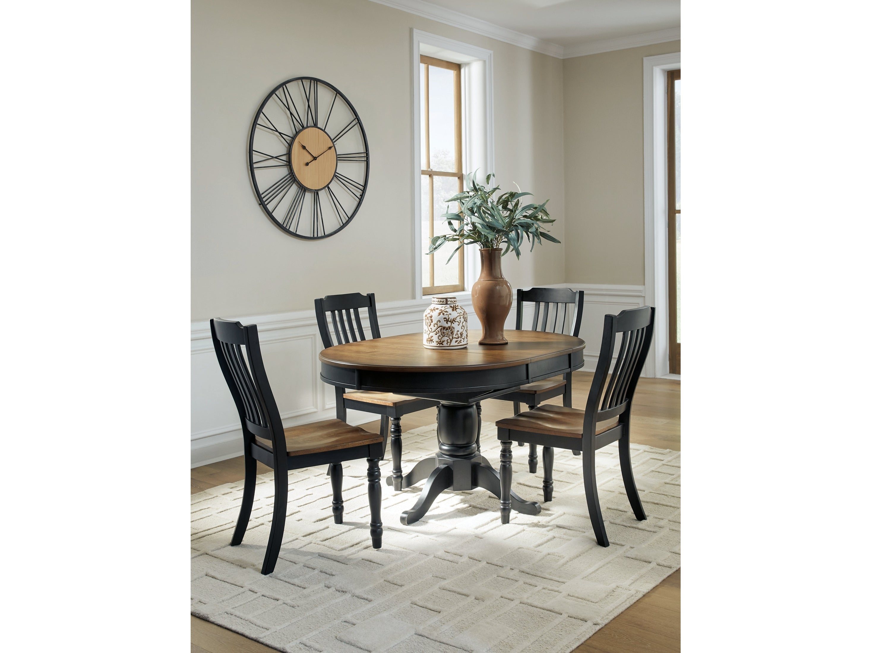 Clorazi Black/Brown Extension Dining Table and 4 Chairs