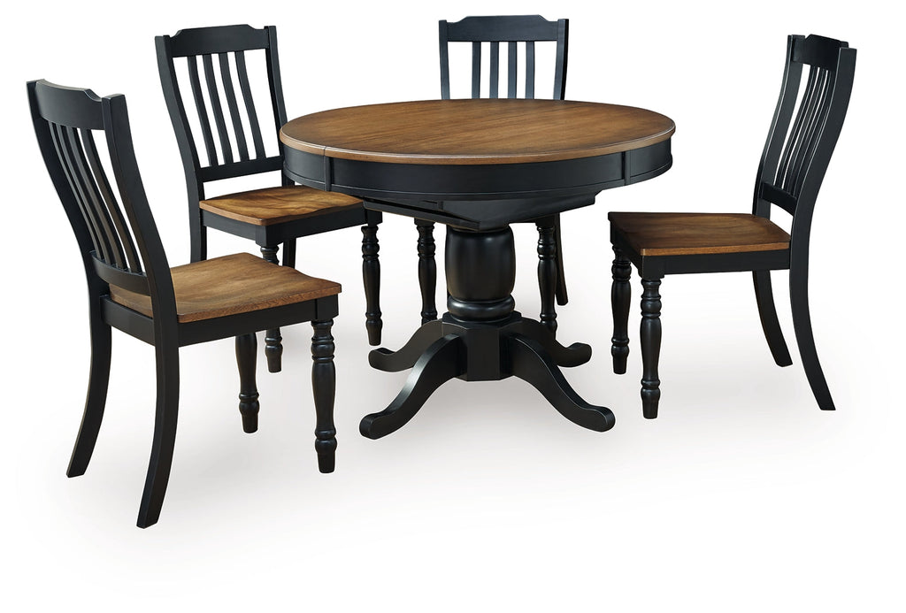 Clorazi Black/Brown Extension Dining Table and 4 Chairs