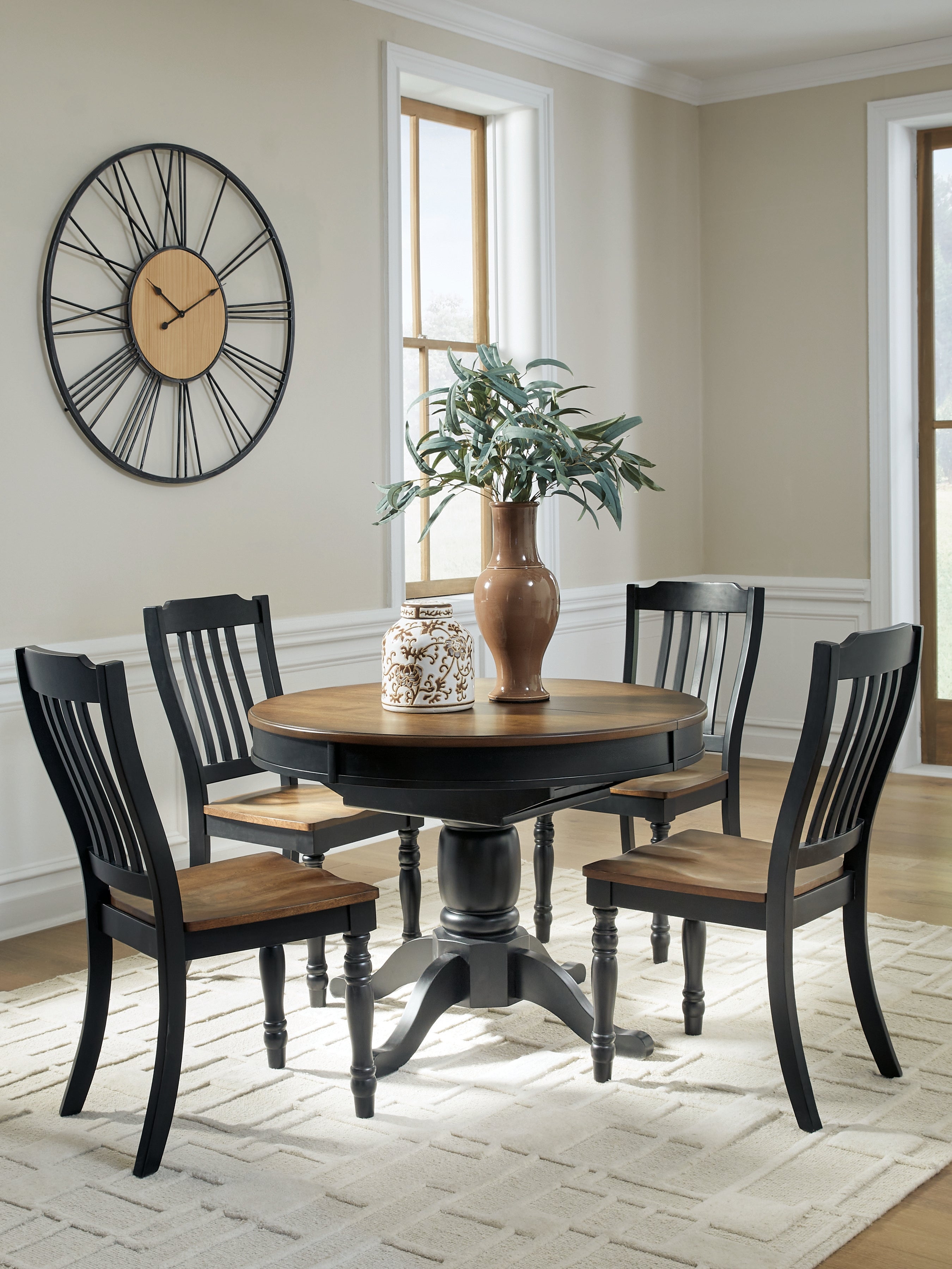 Clorazi Black/Brown Extension Dining Table and 4 Chairs