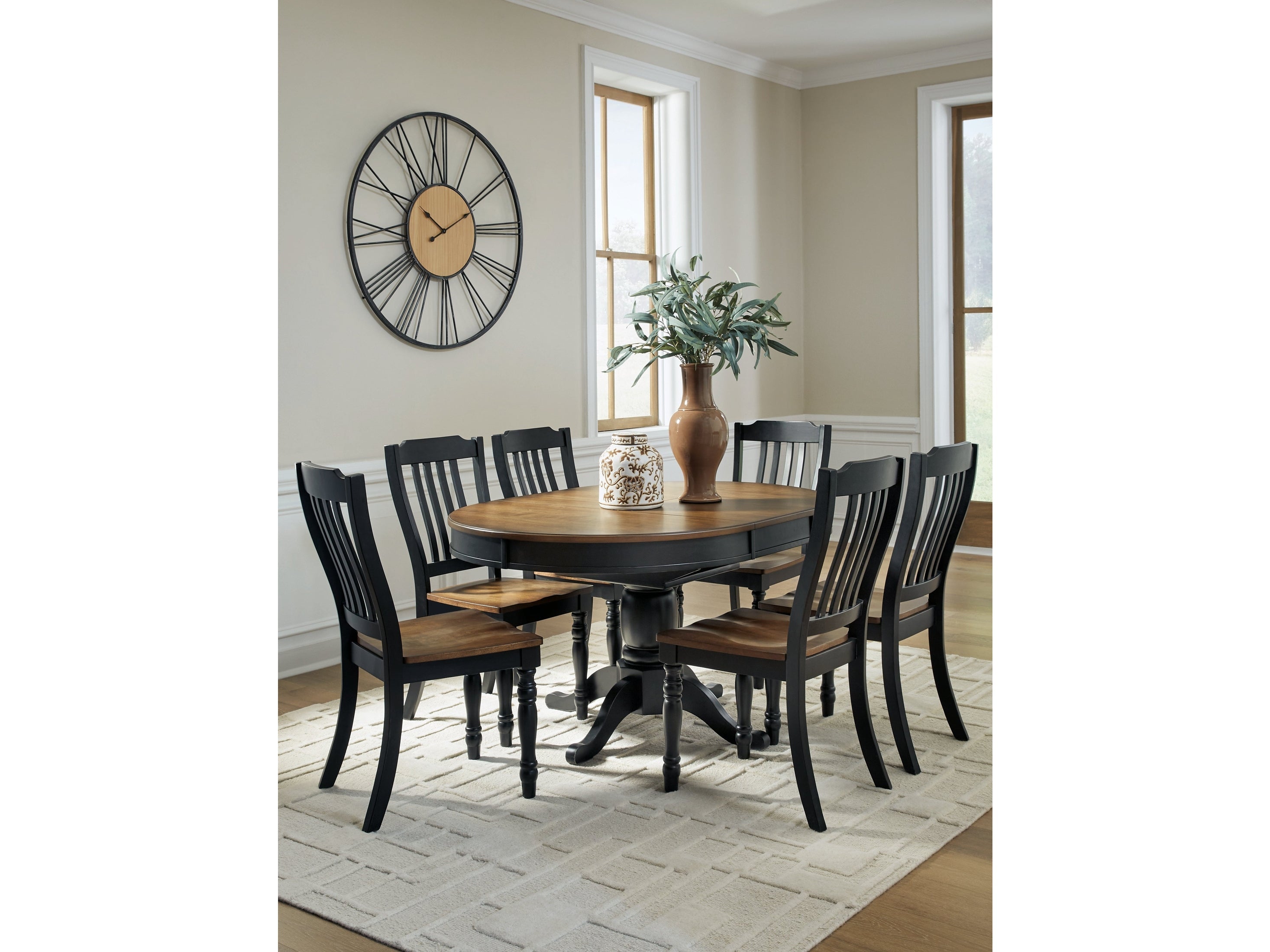 Clorazi Black/Brown Extension Dining Table and 6 Chairs