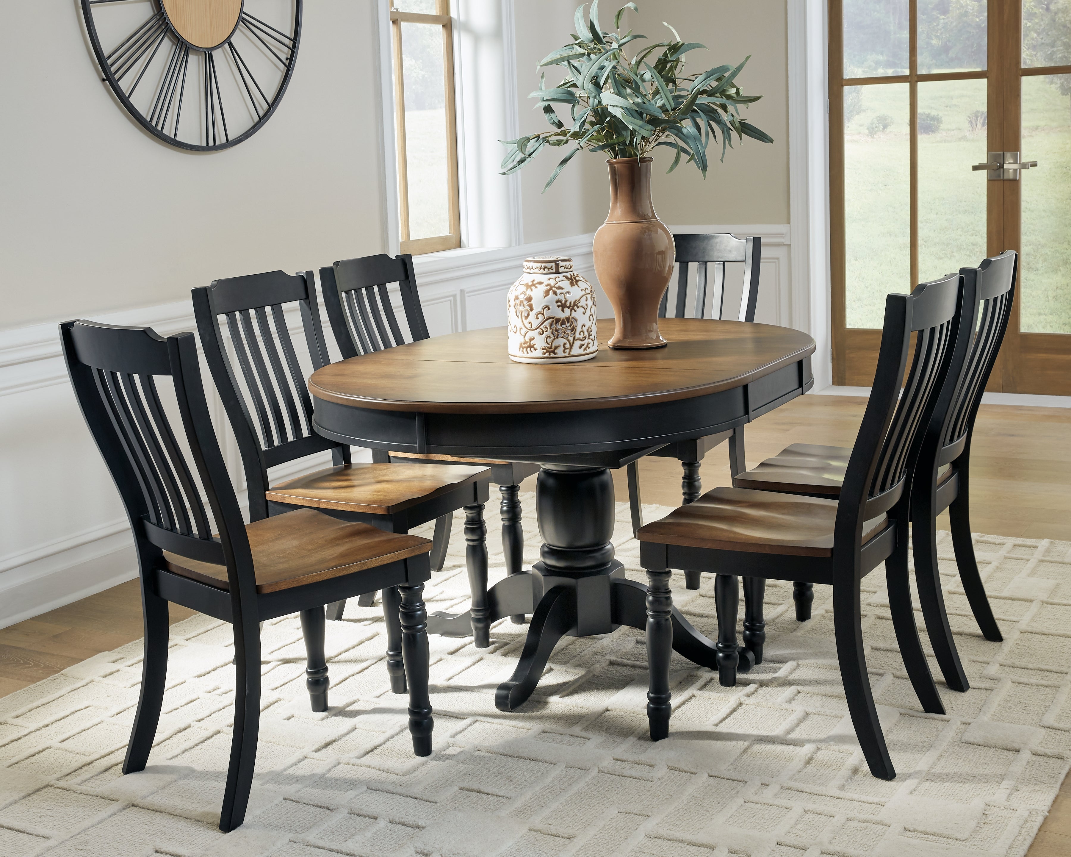 Clorazi Black/Brown Extension Dining Table and 6 Chairs