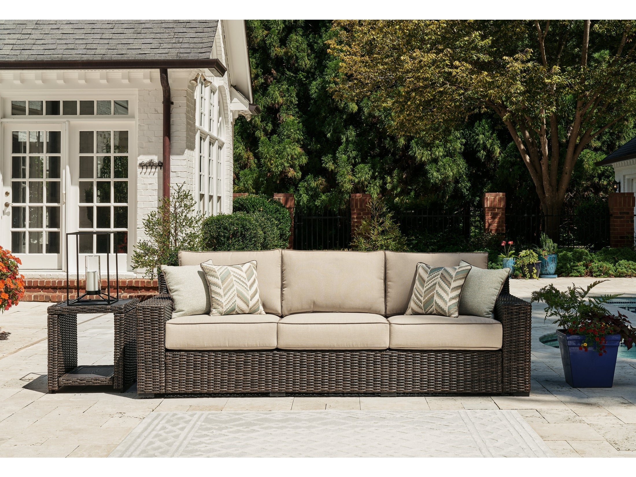 Coastline Bay Brown Outdoor Sofa with Cushion