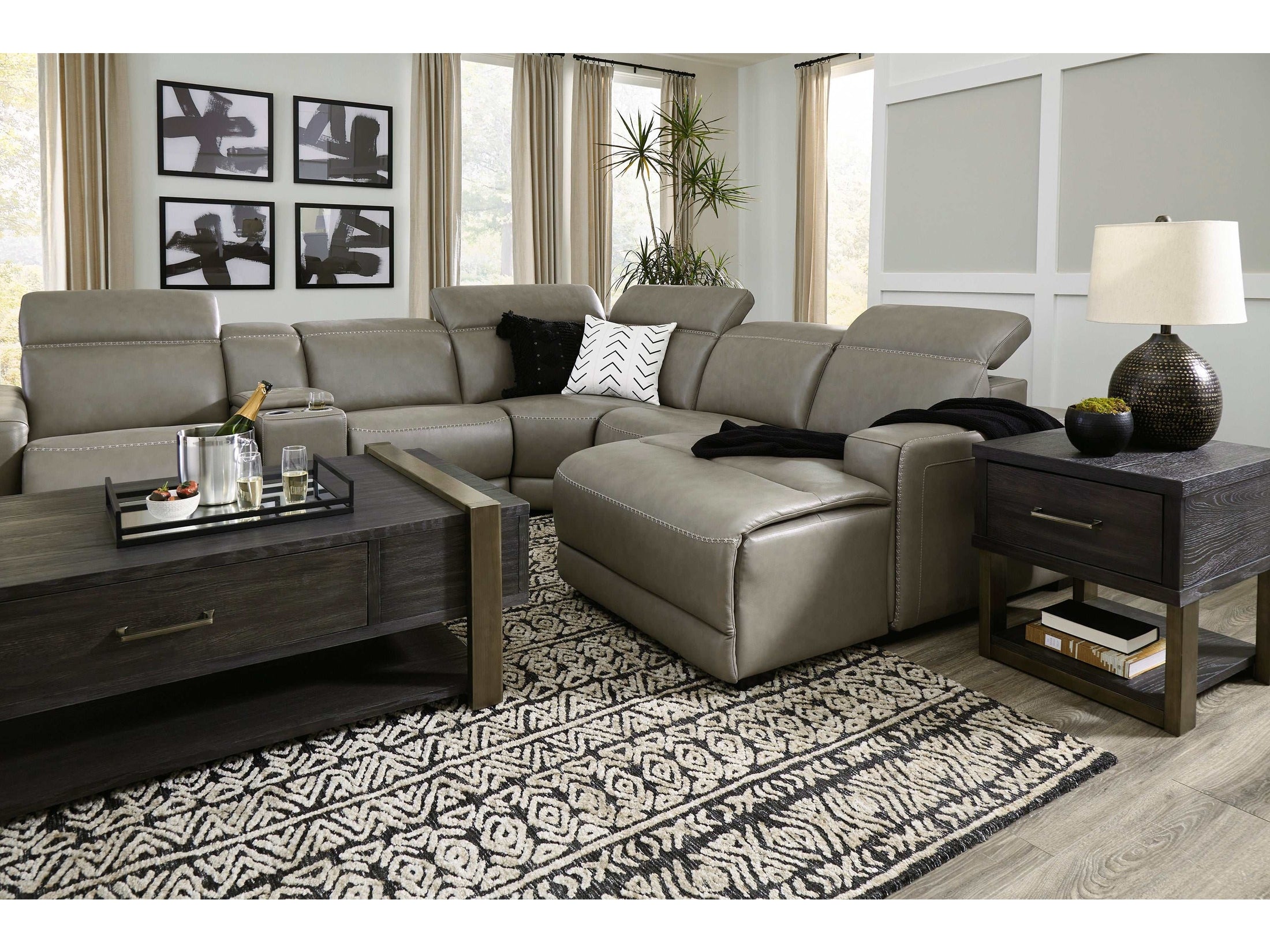 Correze Gray 6pc Power Reclining Sectional w/ RAF Chaise