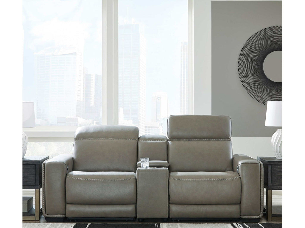 Correze Gray Power Reclining Sectional w/ Storage Console