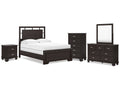 Covetown Full Panel Bed & Dresser & Mirror & Chest & Nightstand, Dark Brown