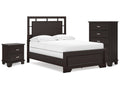 Covetown Dark Brown Full Panel Bedroom Set with Chest and Nightstand