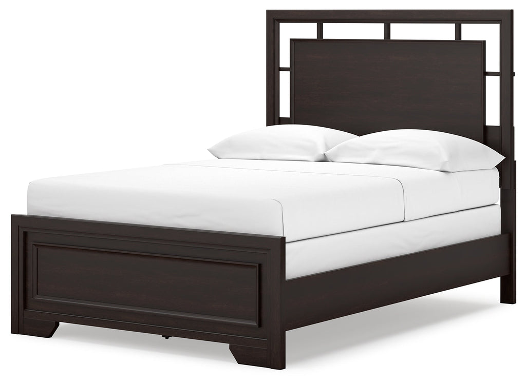 Covetown Dark Brown Full Panel Bedroom Set with Chest and Nightstand