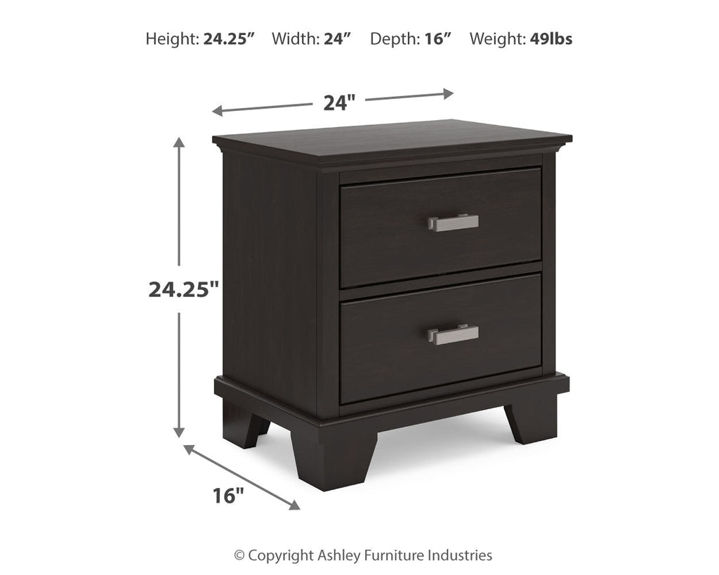 Covetown Dark Brown Full Panel Bedroom Set with Chest and Nightstand