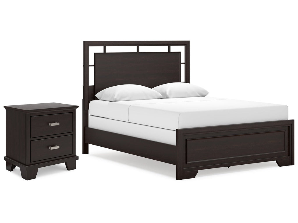 Covetown Dark Brown Queen Panel Bedroom Set with Nightstand