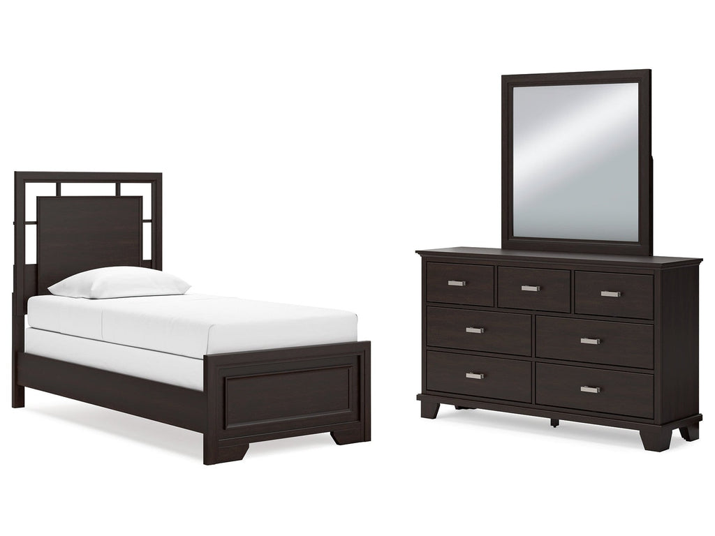 Covetown Twin Panel Bedroom Set with Dresser and Mirror