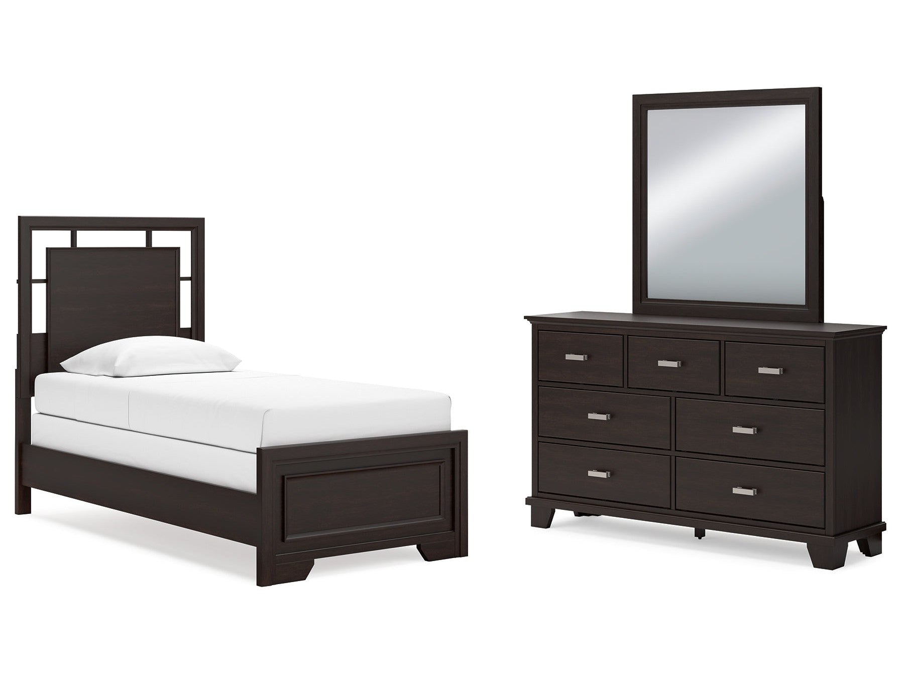 Covetown Twin Panel Bedroom Set with Dresser and Mirror