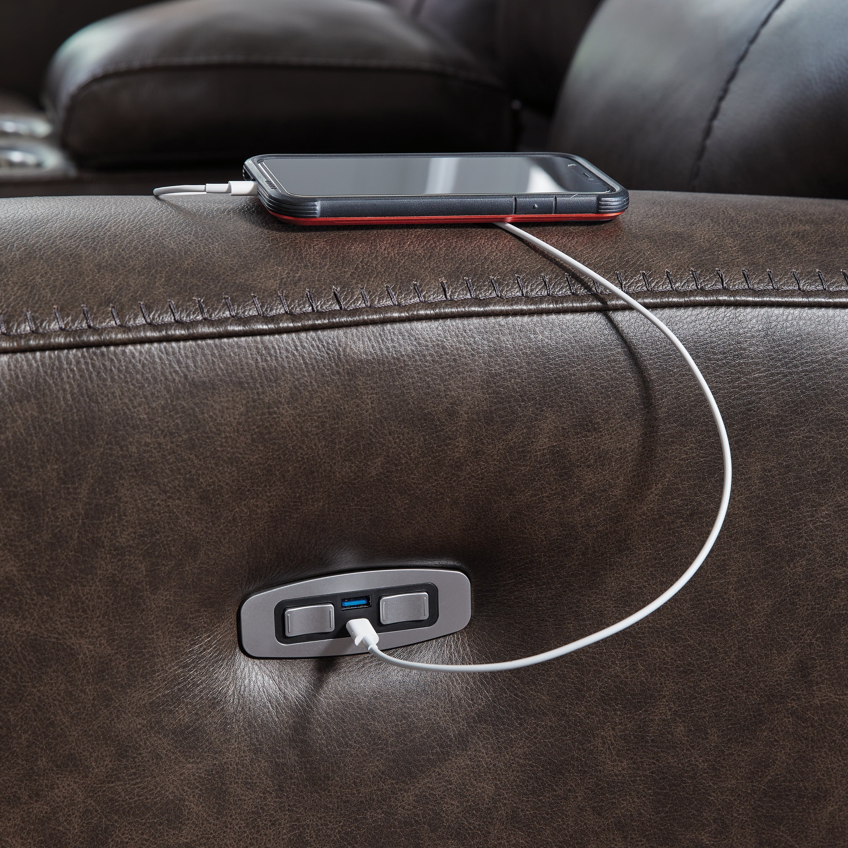 Crossplex Smoke Power Recliner/ADJ Headrest