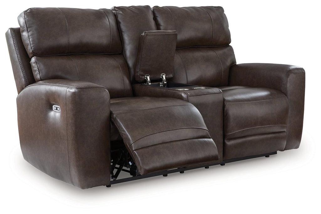 Crossplex Smoke Power Reclining Loveseat/CON/ADJ HDRST