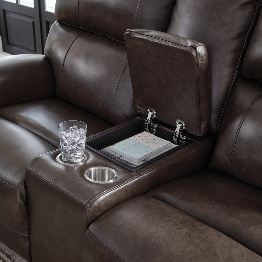 Crossplex Smoke Power Reclining Loveseat/CON/ADJ HDRST